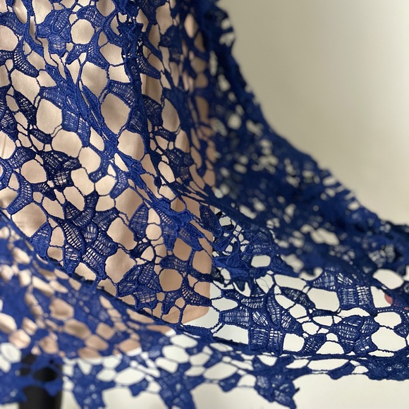 Anthropologie Lace Slip Boho Women's Dress Navy Blue Midi Built In Bra XS - Picture 6 of 13